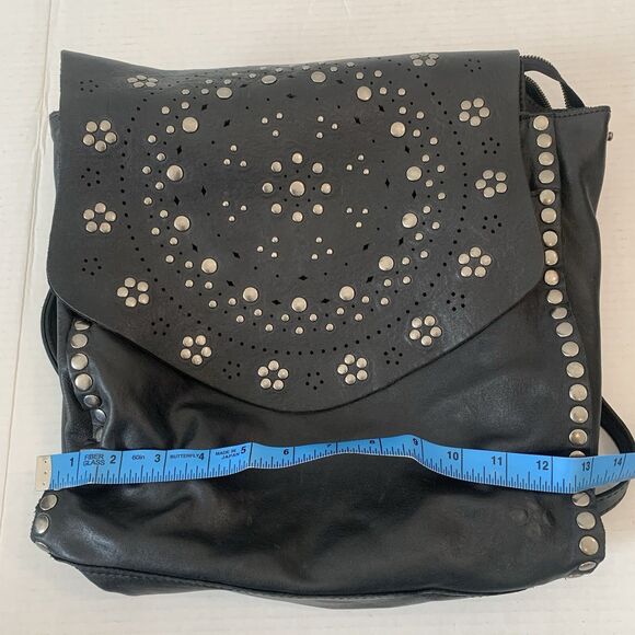 Patricia Nash Black Italian Leather Cazorla Backpack Handbag Stud Garment Flower - Picture 14 of 15